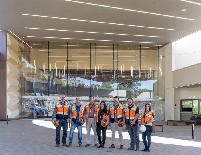 Swinerton-San-Diego-Valley-View-Casino-Team Swinerton Valley View Casino Team poses in front of project