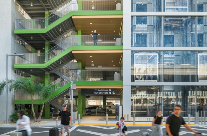 Swinerton Delivers Terminal 1 Parking Plaza at San Diego International Airport stairs